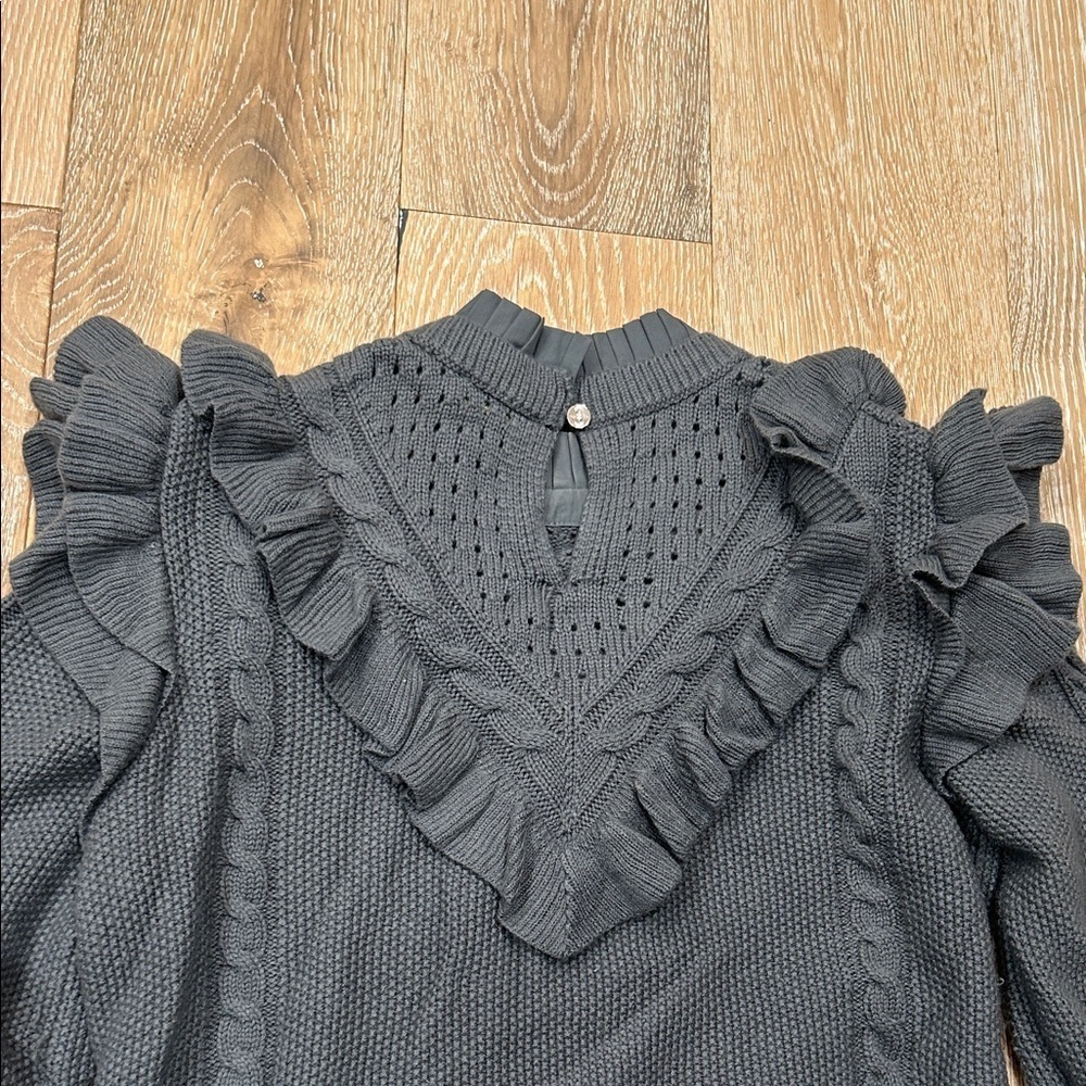 Ted Baker Denita Ruffle Yolk Sweater Charcoal - Picture 11 of 12